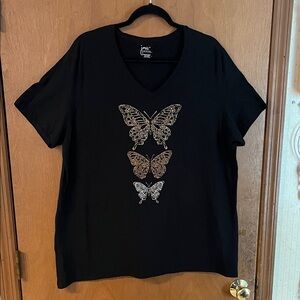 Just My Size Black V-Neck Tee